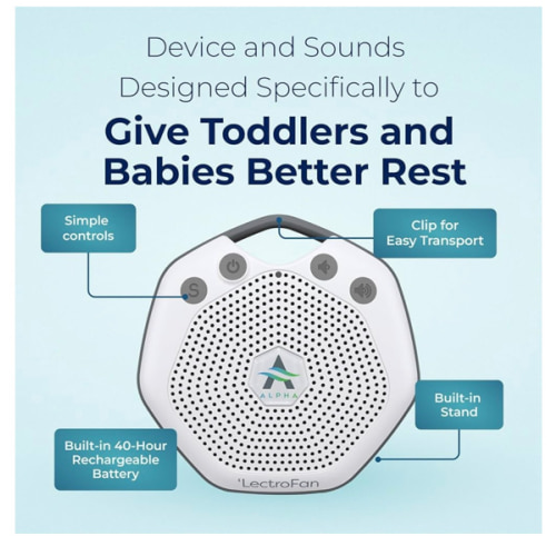 Adaptive Sound Technologies LectroFan Alpha Portable Sleep Sound Machine - Rechargeable White Noise Machine for Crib, Stroller, Car Seat & More - 7 Non-Looping Sounds - for Travel, Bedroom, Nursery