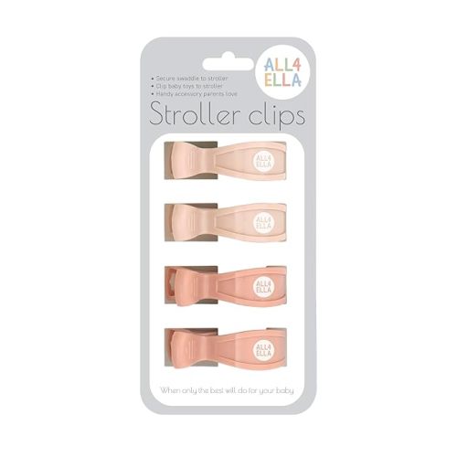 Baby Blanket Stroller Clips (4 Pack) | Hooks Muslin to Stroller | Australian Baby Product | Infant/Toddler | Peach/Cream