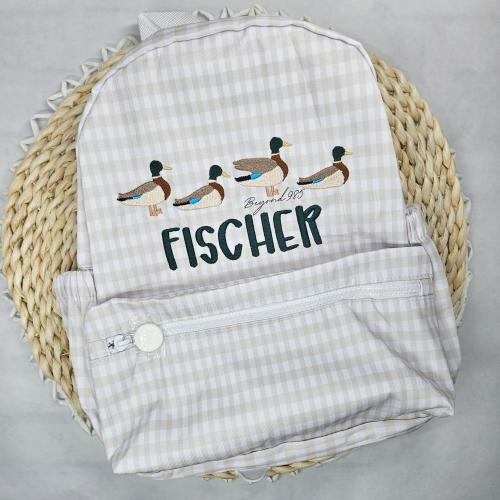 NEW!! Mallards FULL SIZE Nylon Gingham BACKPACK- Personalized Backpack- Customizable Backpack- Kid Backpack
