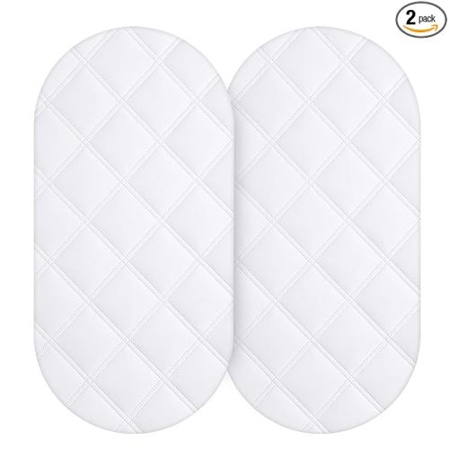 Yoofoss Waterproof Bassinet Mattress Pad Cover 2 Pack (32x16in Oval)