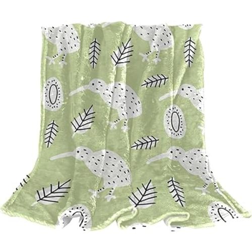 Kiwi Bird Green Flannel Blanket Ultra-Soft Cozy Plush Blanket Throw Blankets Couch Chair Living Room Air Conditioning Cool Blankets 40"x50"