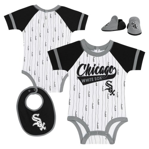 Newborn & Infant Chicago White Sox White Base Hitter Bodysuit, Bib & Bootie Set