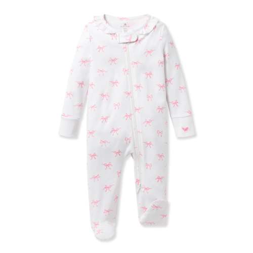 Baby's Pima Ruffle Collar Romper in Blushing Bows
