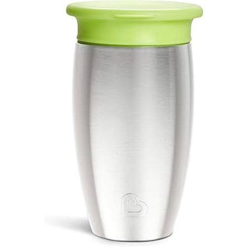 Munchkin® Miracle® 360 Toddler Sippy Cup with Lid, Spill Proof, 10 Ounce, Stainless Steel, Green
