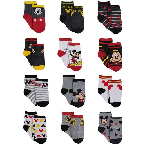 Disney Baby Boys Socks - 12 Pack Soft Newborn Baby Socks Character Prints - Cute Newborn and Infant Socks (0-24M)