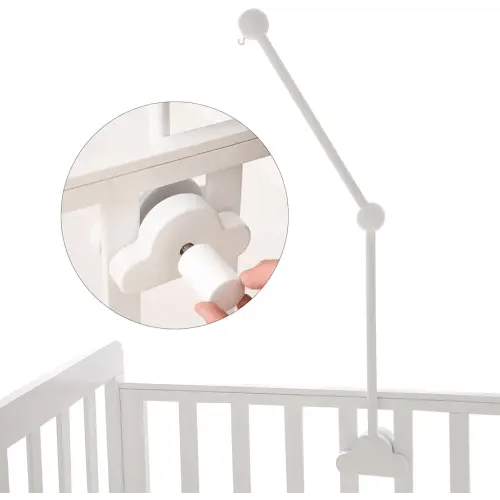 Crib Mobile Arm Wooden Mobile for Crib Arm 27 Inch Baby Crib Mobile Arm for Hanging Baby Toys 100% Natural Beech Wood Mobile Crib Arm with Strong Anti Slip Attachment Crib Mobile Arm for Nursery Décor (Cloud)