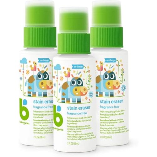 Babyganics Stain Eraser Marker, On-The-Go, Helps remove tough baby stains, Packaging May Vary, 2 Fl Oz (Pack of 3)