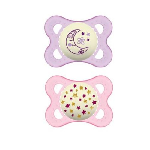 MAM Glow in the Dark Night Pacifier 0-6m - 2pk, Color: Pink