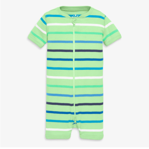 Clearance kids organic short sleeve zip romper in cool breeze stripe | Primary.com