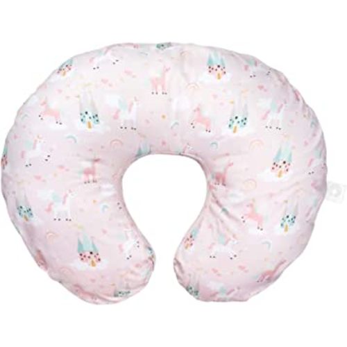 Boppy Nursing Pillow Original Support, Pink Unicorns and Castles, Ergonomic Nursing Essentials for Bottle and Breastfeeding, Firm Fiber Fill, with Removable Nursing Pillow Cover, Machine Washable