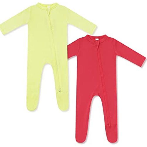 HAPIU Rayon from Bamboo Baby Footed Pajamas, 2 Way Zipper YKK, Footie for Baby Boy Girls, Newborn-24 Months