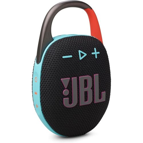 JBL Clip 5 - Ultra-Portable,Waterproof & Dustproof Bluetooth Speaker,Big Pro Sound with Punchy bass,Integrated Carabiner,Up to 12 Hours of Play,Made in Part with Recycled Materials(Black & Orange)