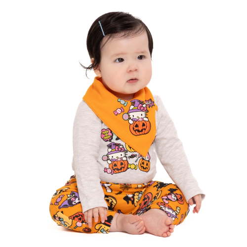 Halloween Hello Kitty and Friends Baby Girls Bodysuit and Pants with Bib Outfit Set, 3-Piece, Sizes 0M-12M