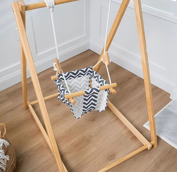 Spruce Foldable Baby Swing - Blue Stripes