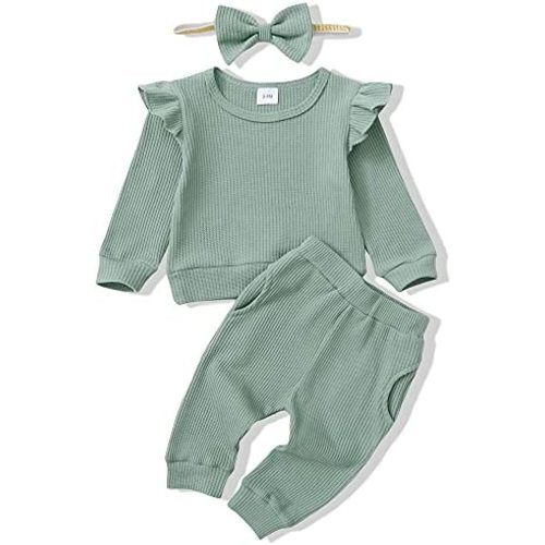 Renotemy Newborn Infant Baby Girl Clothes Outfits Fall Winter Long Sleeve Sweatshirts Pants Cute Baby Girl Outfits Set
