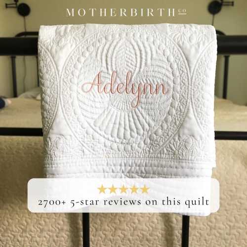Personalized New Mom Baby Shower Gift - Custom Baby Name Heirloom Keepsake Quilt - Embroidered Monogram Blanket for Baby Girl or Boy