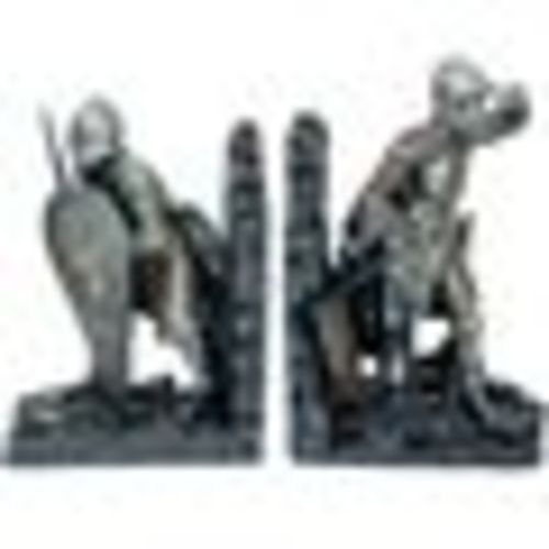 Pacific Giftware Medieval Knights in Shining Armor Sculptural Decorative Bookends Set 8 Inch Tall, Silver