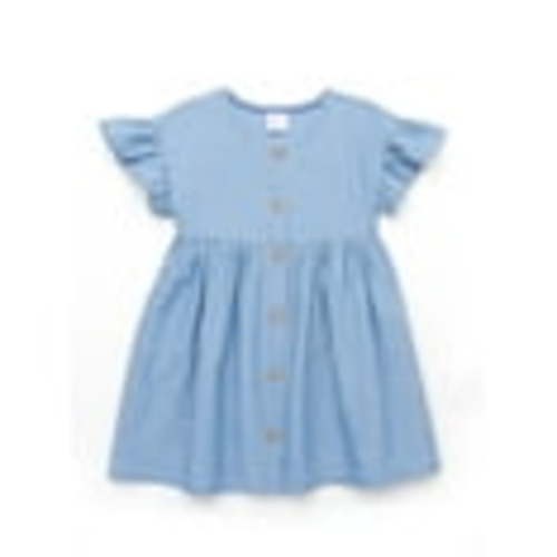 Wonder Nation Toddler Girls Cotton Dress with Flutter Sleeves, Sizes 12M-5T