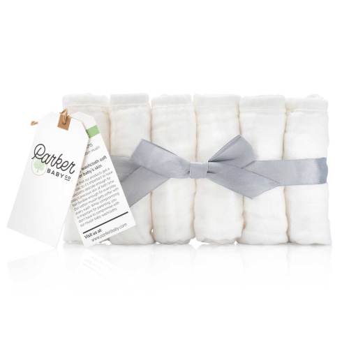 Muslin Cotton Baby Washcloths- 6 Pack - White