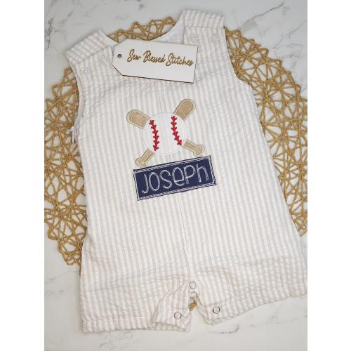 Seersucker Jon Jon, Personalized baseball Jon Jon, boy birthday gift, monogram boy khaki Jon Jon