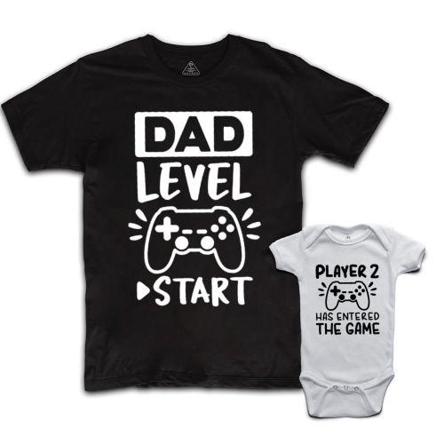 Personalized Dad Level Start Dad&amp;Me Matching Shirts