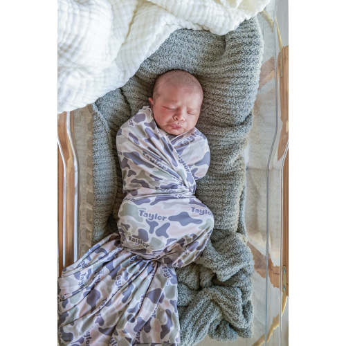 Personalized Swaddle Blanket in Camo Cutie | Caden Lane