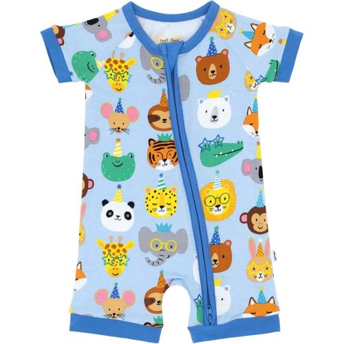 Little Sleepies Shorty Pajamas for Baby Boys & Girls, Viscose from Bamboo Sleepers, Short Sleeve Romper PJs, 2-Way Zipper