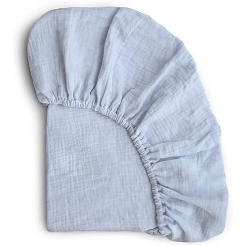 mushie Extra Soft Muslin Fitted Mini Crib Sheet | 24"x 38" (Baby Blue)