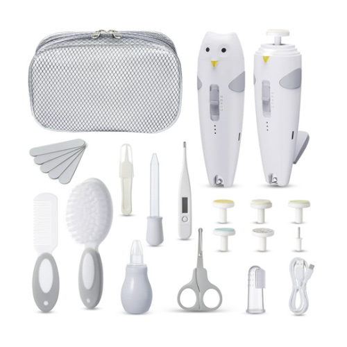 Lictin Baby Healthcare and Grooming Kit, 26 in 1 Rechargeable Nail Trimmer Electric Set,Safe File with Auto Light, Newborn Nursery Health Care Portable Safety Set for Infant Toddlers Boys Girls, Grey