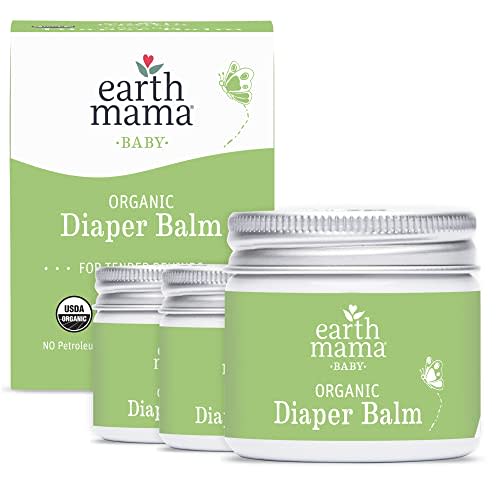 Earth Mama Organic Diaper Balm Multipurpose Baby Ointment | EWG Verified, Petroleum & Fragrance Free with Calendula for Sensitive Skin, 2-Fluid Ounce (3-Pack)
