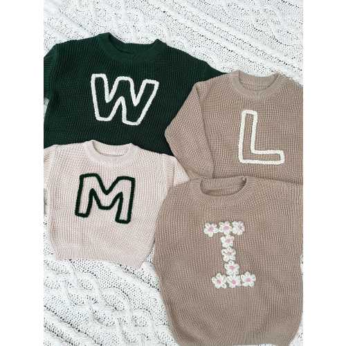 Custom Hand Embroidered Toddler and Baby Initial Sweater | Kids Initial Sweater | Embroidered Initial Sweater | Personalized Baby Sweater