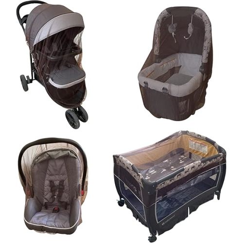 Enovoe Baby Mosquito Net for Stroller - Durable Cover for Cribs, Bassinets, Playards, Brown