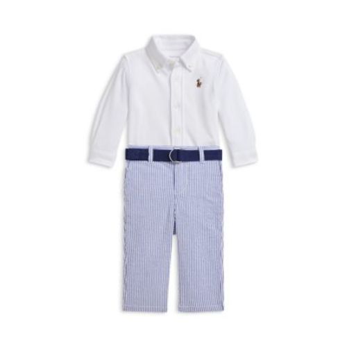 Polo Boys' Shirt, Belt & Seersucker Pant Set - Baby