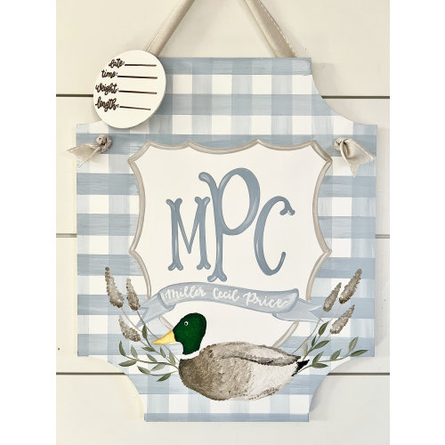 Hospital Door Hanger Boy, Mallard Duck Name Sign, Duck Nursery Sign, Mallard Duck Hunting Wall Art, Baby Shower Gift