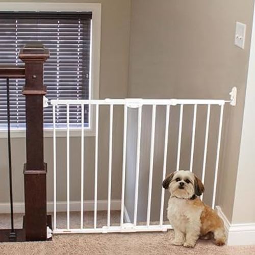 North States MyPet Wide ClearPath Staircase & Hallway Pet Gate: 28.68"-47.85" Wide Dog Gate. Hardware Mount, Dog Gates for The House, Cat Gate for Doorway. 31" Tall, White
