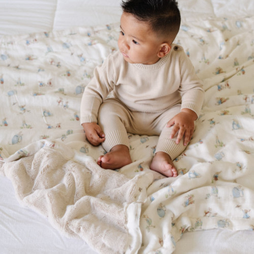 Saranoni Peter Rabbit Bamboo Rayon Muslin/Lush Blanket - Blue