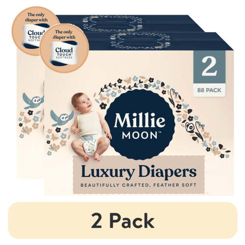 (2 pack) Millie Moon Luxury Diapers, Size 2, 88 Count (Select for More Options)