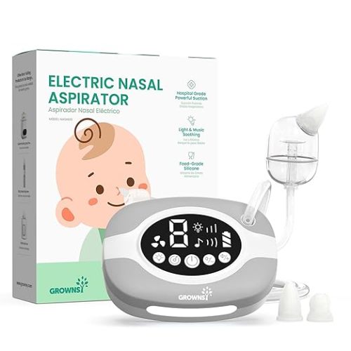 GROWNSY Electric Nose Suction for Baby, Hospital-Grade Nasal Aspirator with Night Light,Soothing Lullabies, Baby Nose Sucker with 9 Adjustable Suction Levels