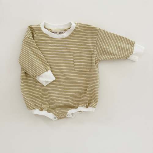 Harley Pocket Romper in Yellow Stripes