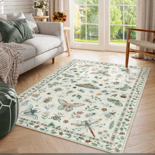 Vionnet Beige Modern Parisian Insect Area Rug - Lahome