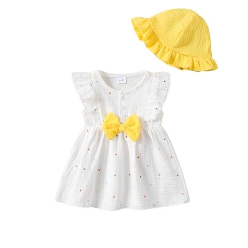 sweetabby Toddler Baby Girl Dresses Summer Clothes Boho Short Sleeve Dress Ruffle Infant Sundress Cute Girls Outfit
