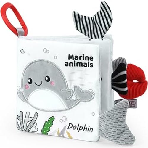 Vicloon Soft Cloth Baby Books - 0-6 Months, 3D Black & White High Contrast Books