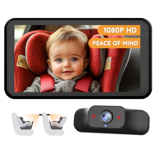 Babyvue Baby Car Camera Plug-Play, 4.5" 1080P HD Crystal Clear View Baby Car Mirror Camera with 3X Zoom, IR-Cut Night Vision, Flexible 360 Rotation Adjustable Function