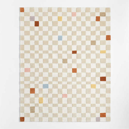 Imperfect Checkerboard Multicolor Wool Kids Area Rug 8'x10'