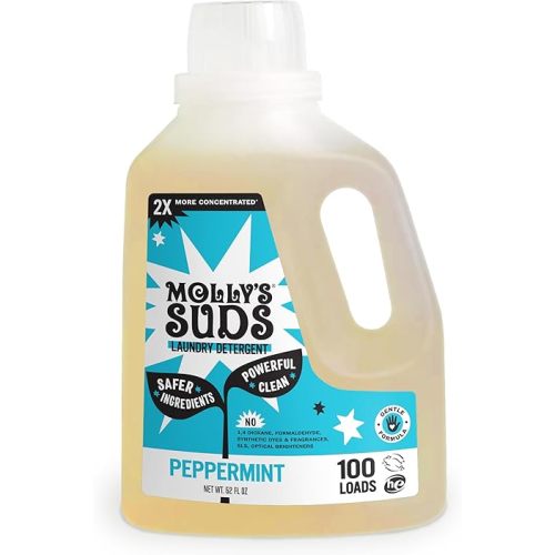 Molly's Suds Liquid Laundry Detergent | Clean Laundry Detergent Soap for Sensitive Skin | 2x Concentrated, High Efficiency (HE) | Unscented - 100 Loads
