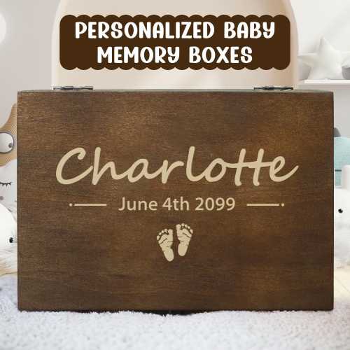 Personalized baby memory box, unique wooden baby keepsake box gift for new mum, godmother, new baby gift, custom baby shower engraved gift