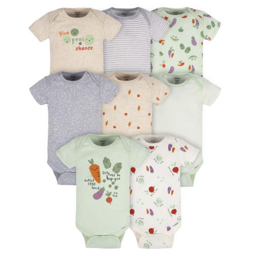 8-Pack Baby Neutral Happy Veggies Onesies® Bodysuits – Gerber Childrenswear