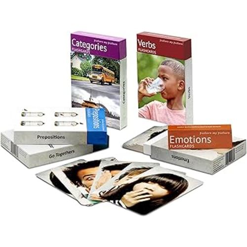 Feelings and Emotions, Prepositions, Verbs, Categories and Go Togethers Flash Card Pack | Vocabulary Builder | Speech Therapy Materials | Autism Learning Materials | ESL Teaching Materials