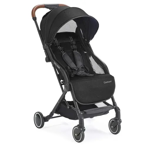 Contours Bitsy Elite Lightweight Baby Stroller, Toddler Stroller, Compact Stroller for Travel, Foldable Stroller with Adapter Free Infant Car Seat Compatibility, Easy One-Hand Fold - Onyx Black