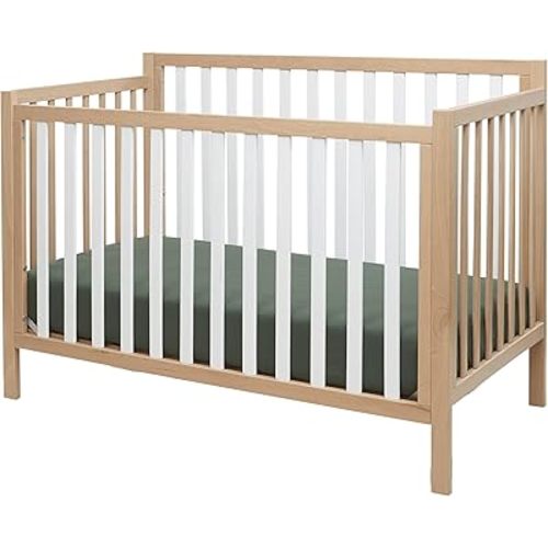 Sorelle Essex Euro 4-in-1 – Nursery Furniture Set, Wooden Baby Crib with Non-Toxic Finish, Integrated, Toddler, Daybed, and Full-Size Bed Conversion Kit – White Natural